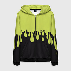 Мужская толстовка на молнии Зеленые капли на черном