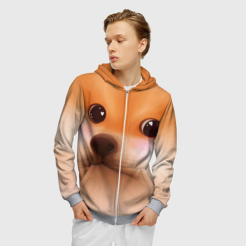 Мужская толстовка на молнии Милый доге мем / 3D-Меланж – фото 3