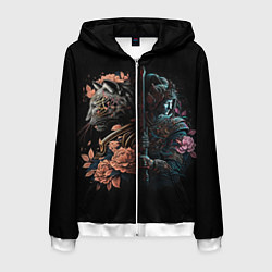 Мужская толстовка на молнии Самурай и тигр