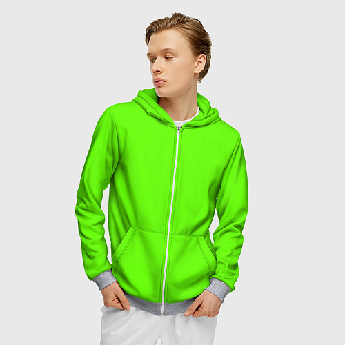 Мужская толстовка на молнии Кислотный зеленый / 3D-Меланж – фото 3