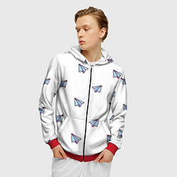 Толстовка 3D на молнии мужская Бумажные самолетики, цвет: 3D-красный — фото 2