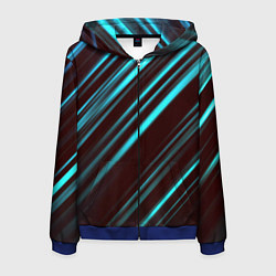 Толстовка 3D на молнии мужская Stripes line neon color, цвет: 3D-синий