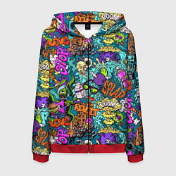 Мужская толстовка на молнии Поп-арт взрыв с инопланетянином и черепом