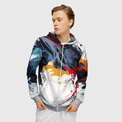 Толстовка 3D на молнии мужская Разводы из красок, цвет: 3D-меланж — фото 2