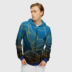 Толстовка 3D на молнии мужская Vanguard floral pattern, цвет: 3D-синий — фото 2