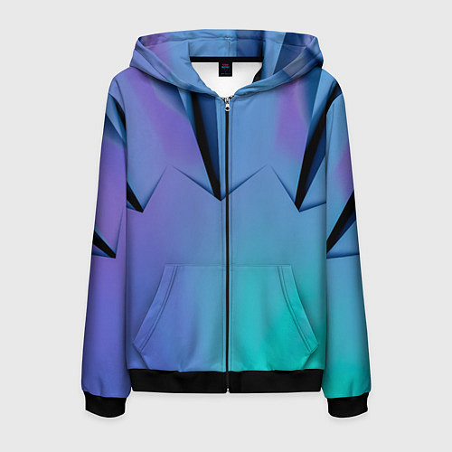 Мужская толстовка на молнии Светлые фигуры и листы / 3D-Черный – фото 1