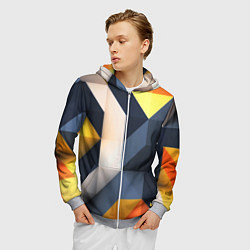 Толстовка 3D на молнии мужская Полосы геометрия узор, цвет: 3D-меланж — фото 2