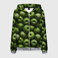 Толстовка 3D на молнии мужская Сочная текстура из зеленых яблок, цвет: 3D-меланж