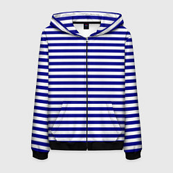 Толстовка 3D на молнии мужская Тельняшка синяя ВМФ, цвет: 3D-черный