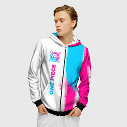 Толстовка 3D на молнии мужская One Piece neon gradient style: по-вертикали, цвет: 3D-черный — фото 2