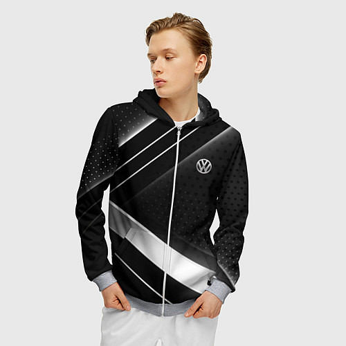 Мужская толстовка на молнии Volkswagen sign / 3D-Меланж – фото 3