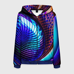 Толстовка 3D на молнии мужская Неоновый водоворот, цвет: 3D-синий