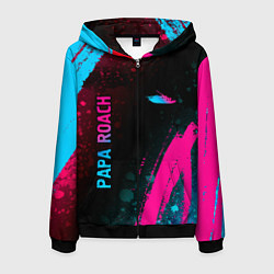 Толстовка 3D на молнии мужская Papa Roach - neon gradient: надпись, символ, цвет: 3D-черный