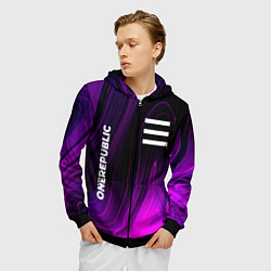 Толстовка 3D на молнии мужская OneRepublic violet plasma, цвет: 3D-черный — фото 2