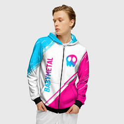 Толстовка 3D на молнии мужская Babymetal neon gradient style: надпись, символ, цвет: 3D-черный — фото 2