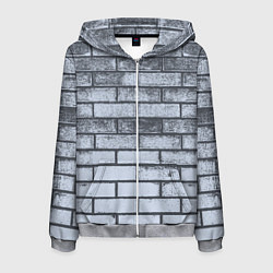 Толстовка 3D на молнии мужская Grey wall, цвет: 3D-меланж