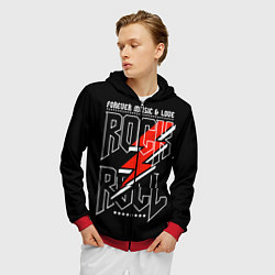 Толстовка 3D на молнии мужская Rock and Roll Forever, цвет: 3D-красный — фото 2
