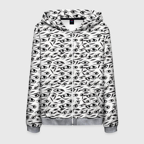 Мужская толстовка на молнии Море глаз на белом фоне / 3D-Меланж – фото 1