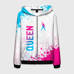 Мужская толстовка на молнии Queen neon gradient style: надпись, символ