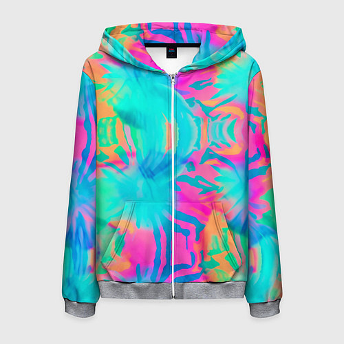 Мужская толстовка на молнии Кислотный тай-дай: паттерн / 3D-Меланж – фото 1