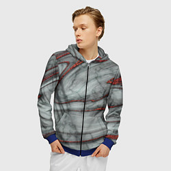 Толстовка 3D на молнии мужская Grey style pattern, цвет: 3D-синий — фото 2