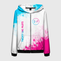 Мужская толстовка на молнии Twenty One Pilots neon gradient style: надпись, си