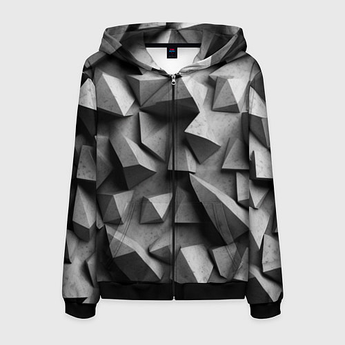 Мужская толстовка на молнии Белокаменный паттерн / 3D-Черный – фото 1