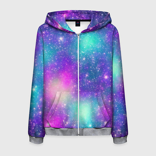 Мужская толстовка на молнии Яркий розово-голубой космос / 3D-Меланж – фото 1