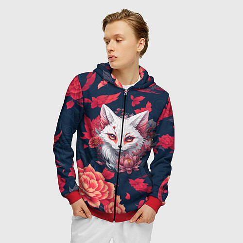 Мужская толстовка на молнии Братец лис / 3D-Красный – фото 3