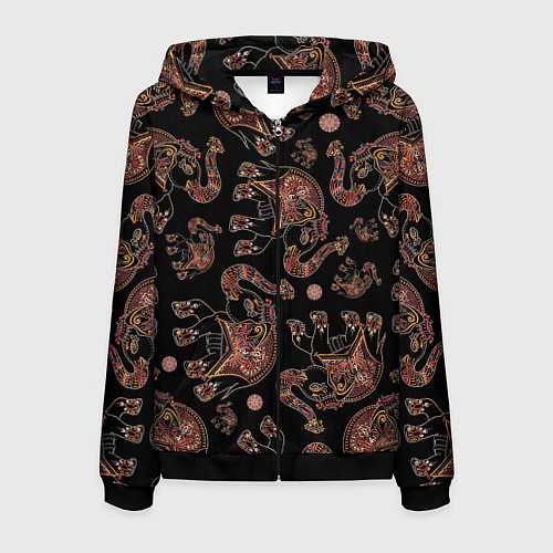 Мужская толстовка на молнии Слон индийский / 3D-Черный – фото 1
