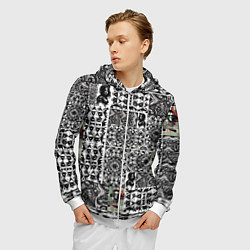 Толстовка 3D на молнии мужская Орнамент древних цивилизаций, цвет: 3D-белый — фото 2
