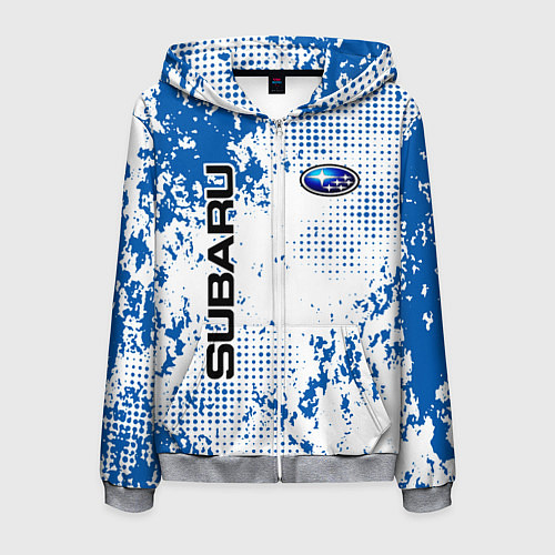 Мужская толстовка на молнии Subaru blue logo / 3D-Меланж – фото 1