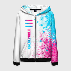 Мужская толстовка на молнии OneRepublic neon gradient style: по-вертикали