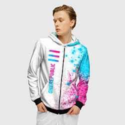 Толстовка 3D на молнии мужская OneRepublic neon gradient style: по-вертикали, цвет: 3D-черный — фото 2