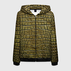 Толстовка 3D на молнии мужская Текстура кожи крокодила, цвет: 3D-черный