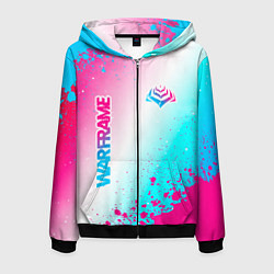 Мужская толстовка на молнии Warframe neon gradient style: надпись, символ