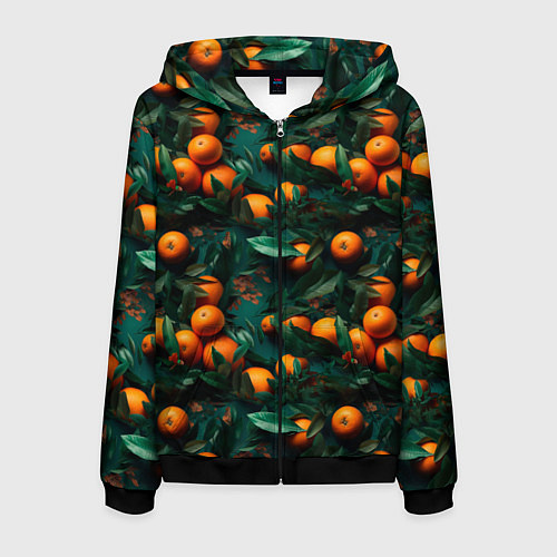Мужская толстовка на молнии Яркие апельсины / 3D-Черный – фото 1