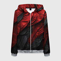 Толстовка 3D на молнии мужская Red black texture, цвет: 3D-меланж