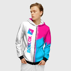 Толстовка 3D на молнии мужская Roblox neon gradient style: по-вертикали, цвет: 3D-черный — фото 2