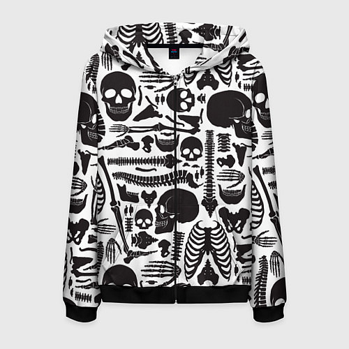 Мужская толстовка на молнии Human osteology / 3D-Черный – фото 1