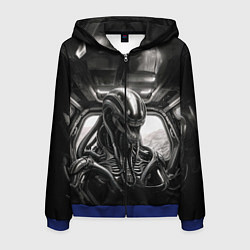 Толстовка 3D на молнии мужская Ксеноморф в каюте космического корабля, цвет: 3D-синий