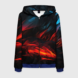 Толстовка 3D на молнии мужская Red black abstract, цвет: 3D-синий