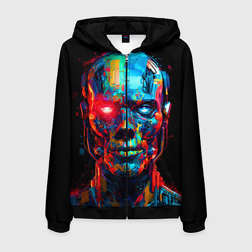Мужская толстовка на молнии AI Робот digital pop-art / 3D-Черный – фото 1