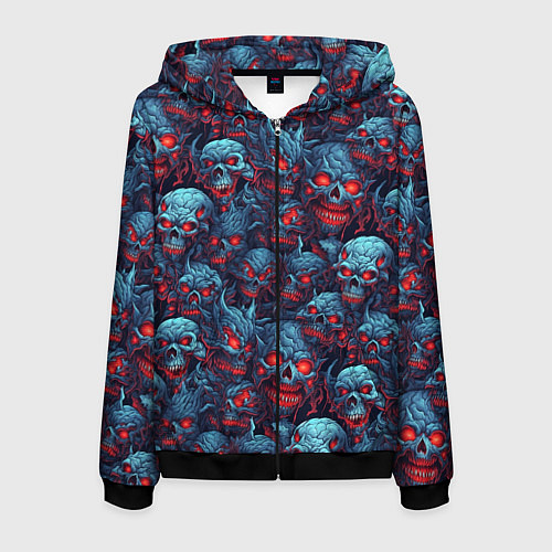 Мужская толстовка на молнии Monster skulls pattern / 3D-Черный – фото 1
