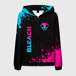 Толстовка 3D на молнии мужская Bleach - neon gradient: надпись, символ, цвет: 3D-черный