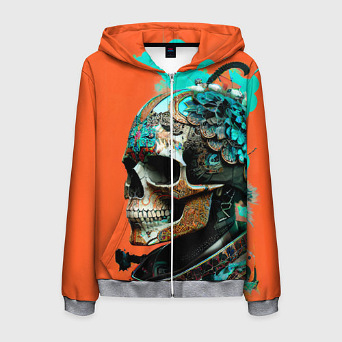 Мужская толстовка на молнии Art skull - irezumi - Japan / 3D-Меланж – фото 1