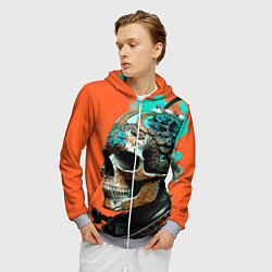 Толстовка 3D на молнии мужская Art skull - irezumi - Japan, цвет: 3D-меланж — фото 2