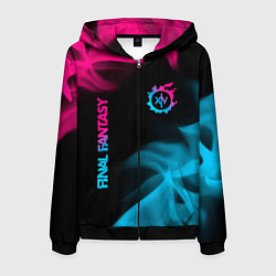 Толстовка 3D на молнии мужская Final Fantasy - neon gradient: надпись, символ, цвет: 3D-черный