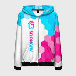 Мужская толстовка на молнии Among Us neon gradient style: по-вертикали