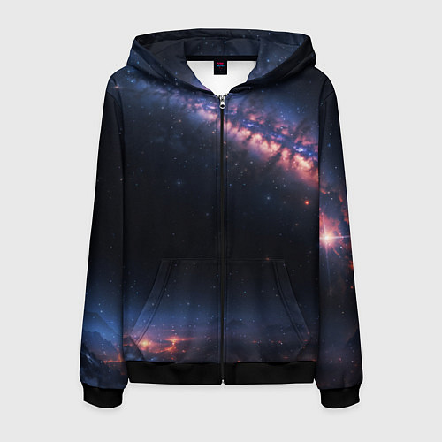 Мужская толстовка на молнии Млечный путь в звездном небе / 3D-Черный – фото 1
